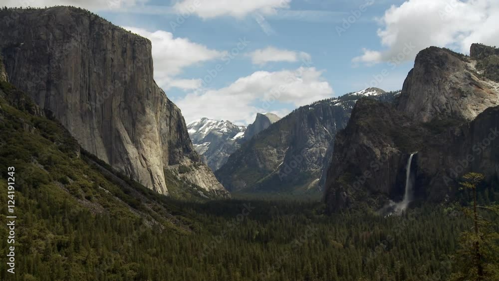 Wide shot of waterfall in Yosemite National Park Wide shot of waterfall in Yosemite National Park