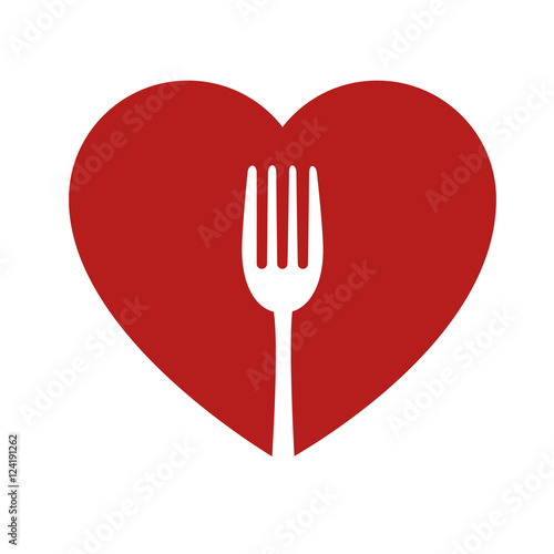 heart and fork sign healthy food icon vector illustration eps 10