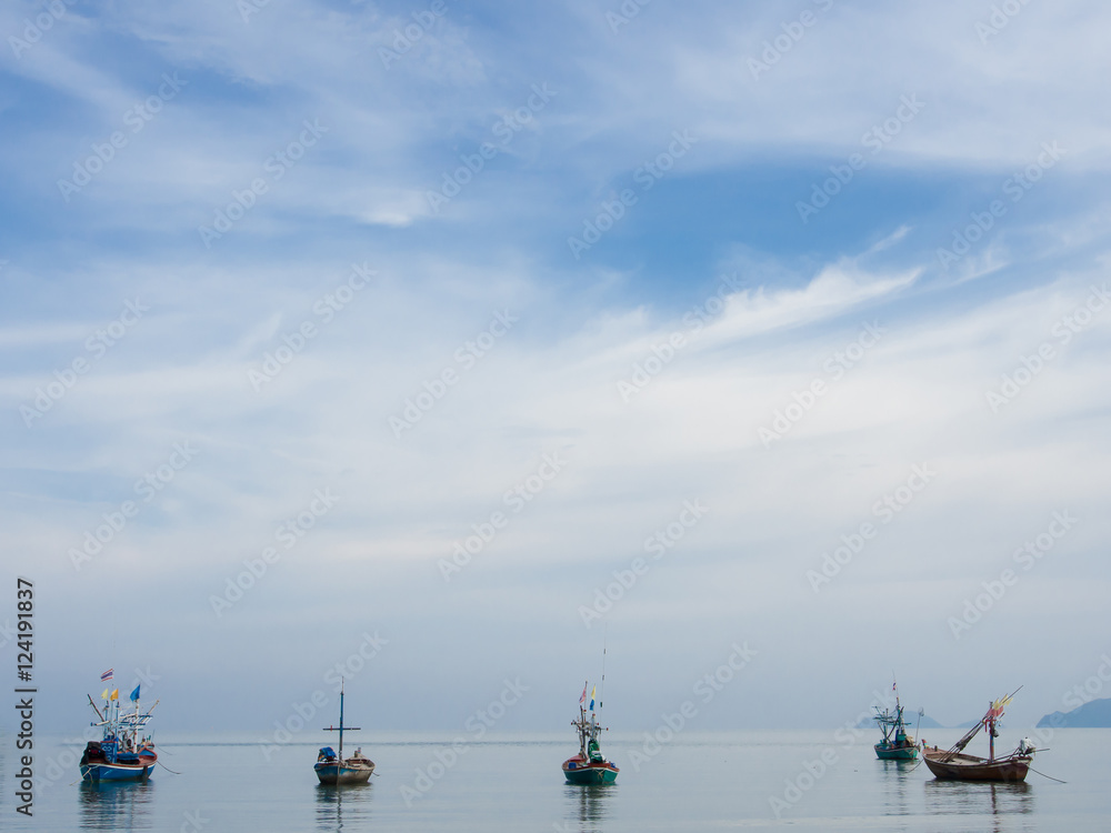 Fishing boats parking at shore in Thailand