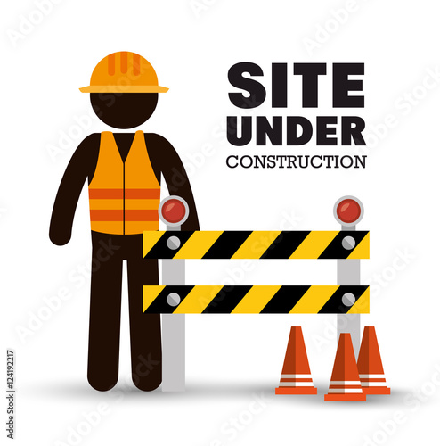 worker warning site under construction vector illustration eps 10