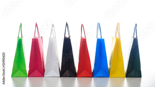 Colorful shopping bags on white background