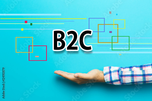 B2C concept with hand