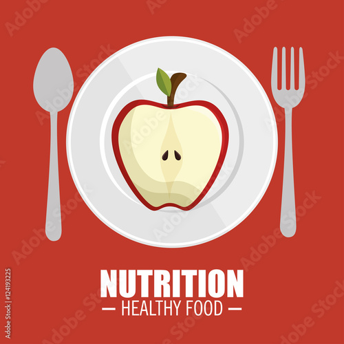 nutrition healthy food tasty half apple vector illustration eps 10