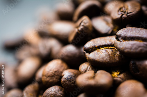 Close up of Roasted Coffee Bean Pile