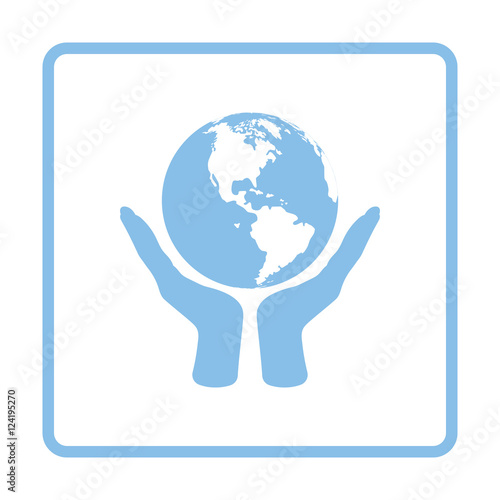 Hands holding planet icon