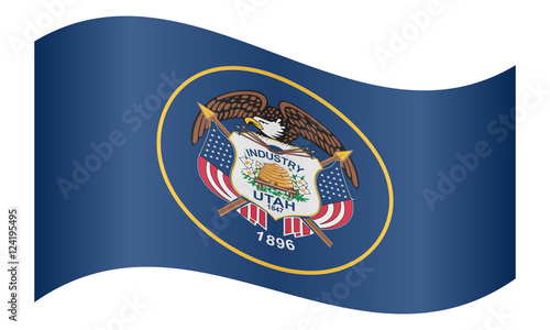 Flag of Utah waving on white background photo