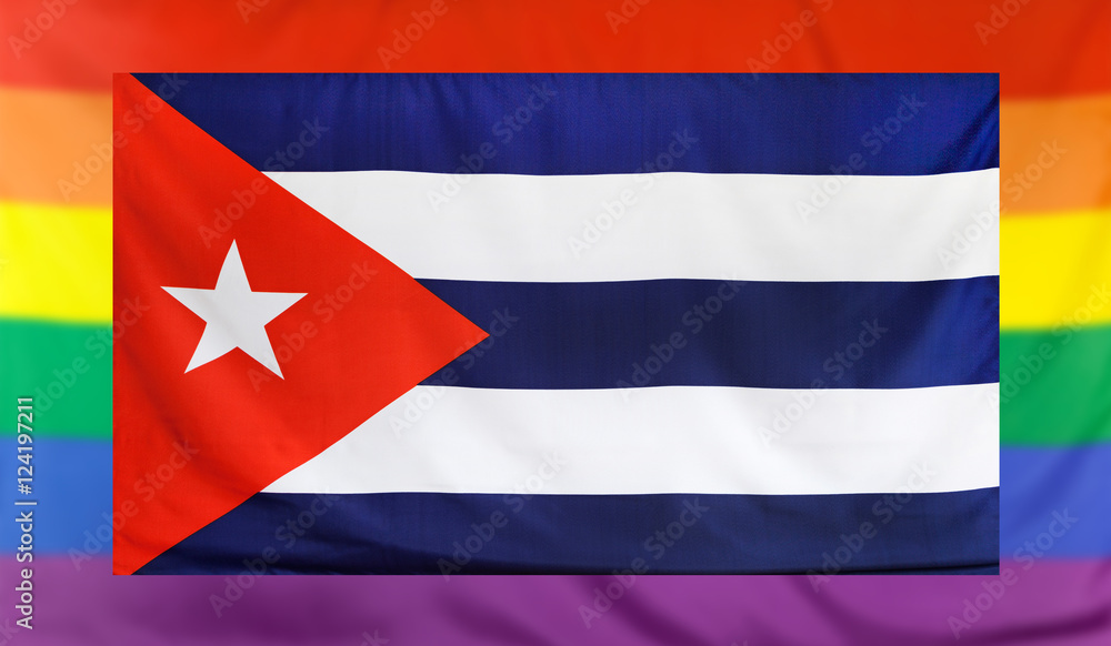 Flag of Cuba and rainbow flag Flag of Cuba and rainbow flag
