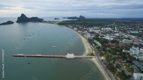 aerial view of prachuapkhirikhan harbor southern of thailand photo