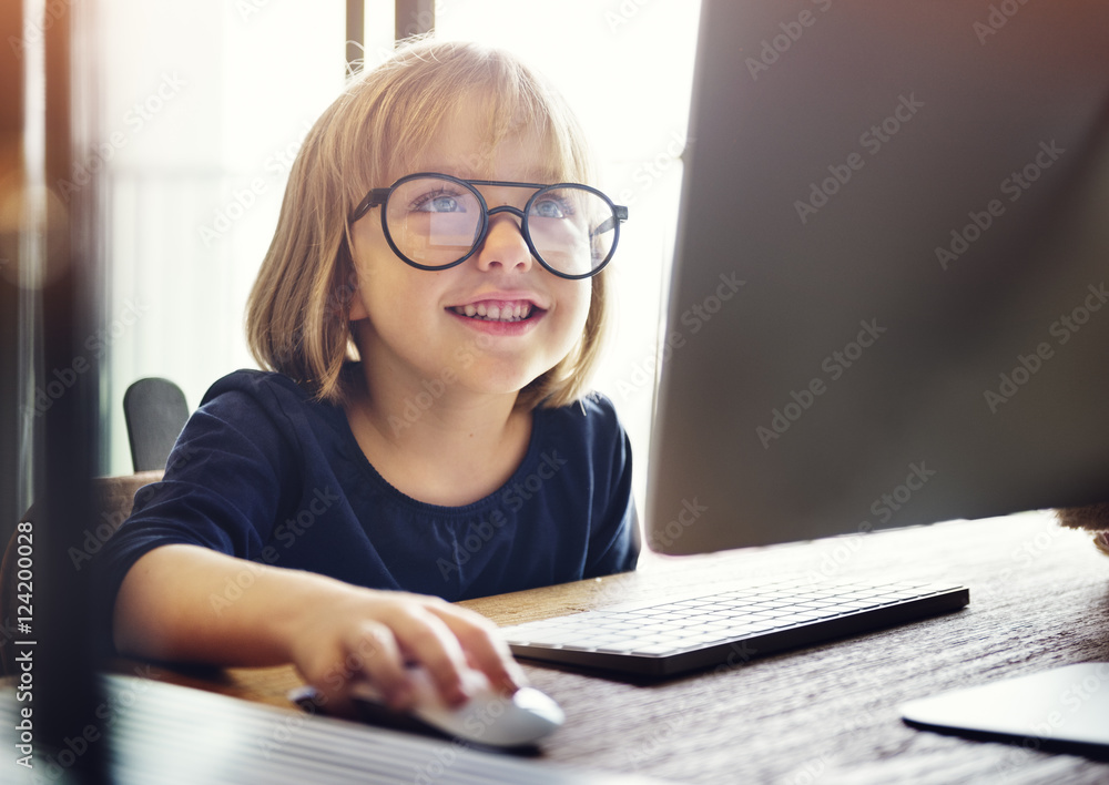 Kid Surfing Computer Internet Lifestyle Concept Kid Surfing Computer Internet Lifestyle Concept