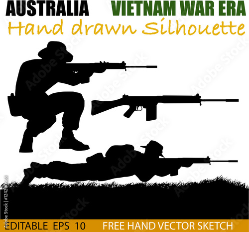 Australian soldier in the Vietnam War silhouettes