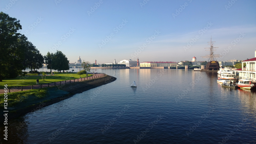 Panorama of St. Petersburg in sunny morning