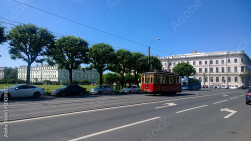 Retro tram in St. Petersburg