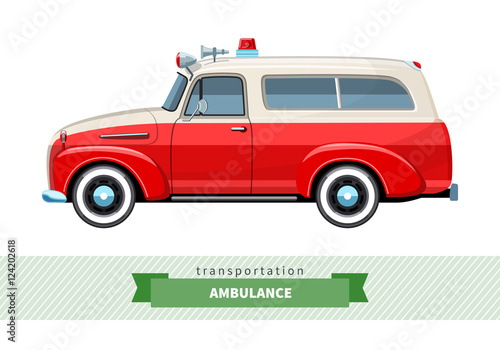 Classic ambulance wagon truck side view