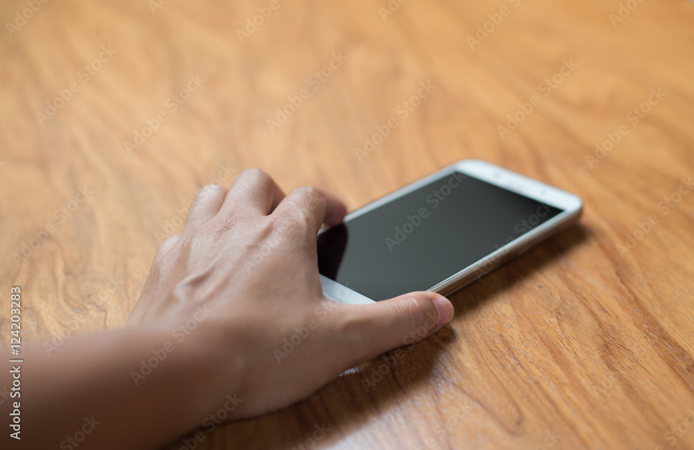 Smartphone on wood table