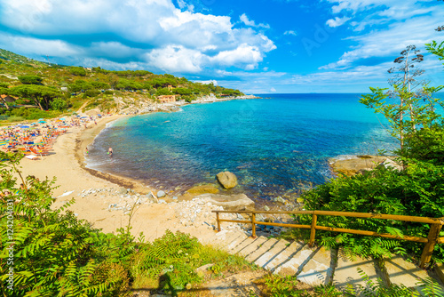 Fototapeta Naklejka Na Ścianę i Meble -  Panoramic view over Spiaggia di Seccheto in Elba Island, Tuscany, Italy.