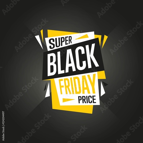 Black Friday sale black sticker vector isolated. Discount or special offer price sign on Black Friday.