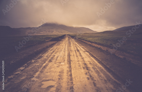 Muddy mountain road  in TIbet