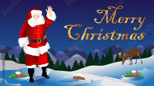 wishes for Christmas scene with santa claus