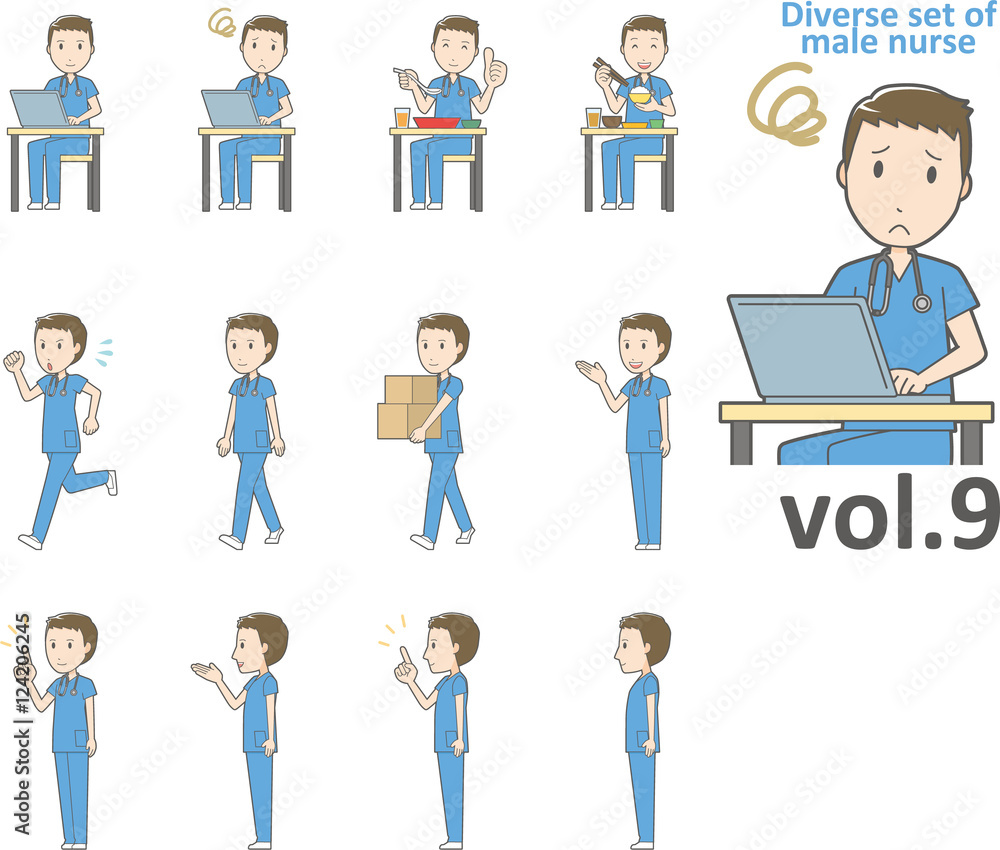 Diverse set of male nurse , EPS10 vector format vol.9