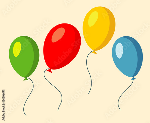 Naklejka Zestaw czterech kolorowych balonów wektorowych ilustracji