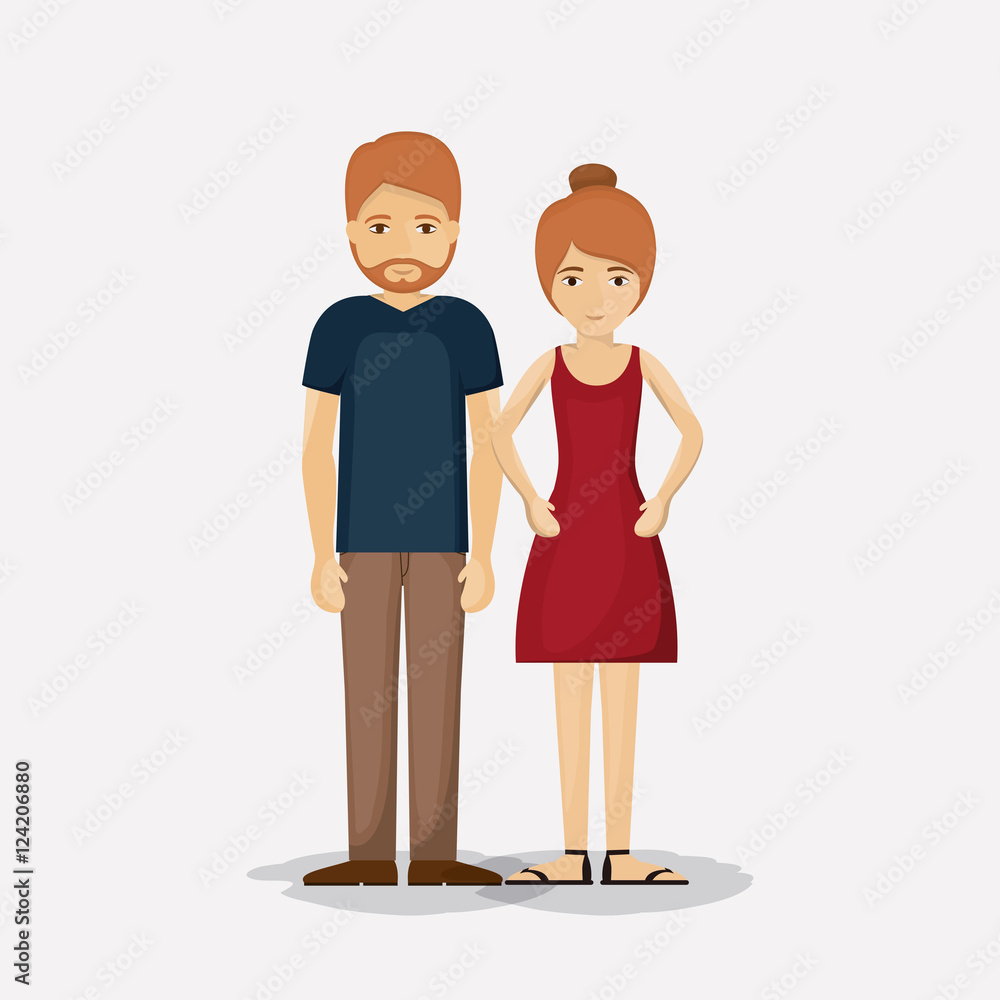 Couple of woman and man cartoon icon. Relationship family romance and love theme. Colorful design. Vector illustration