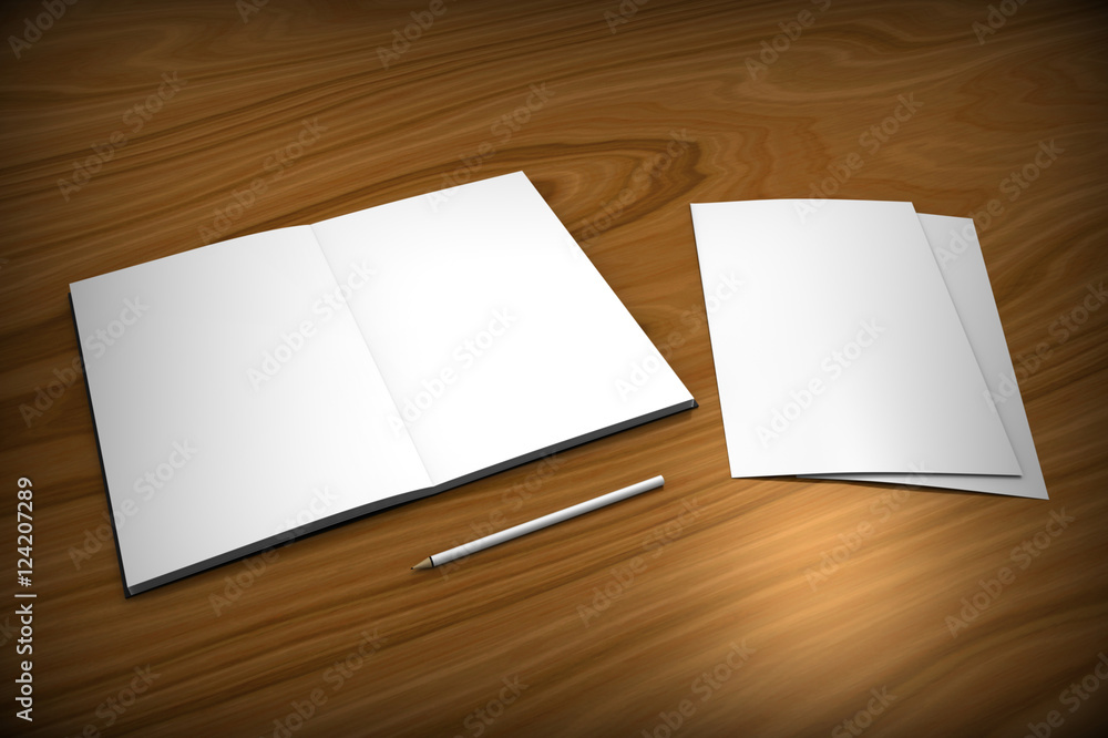 Notebook with pencil on wooden background Notebook with pencil on wooden background