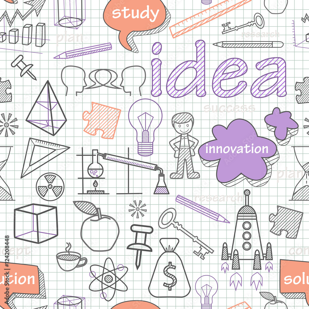 Vector seamless pattern of doodle style Vector seamless pattern of doodle style
