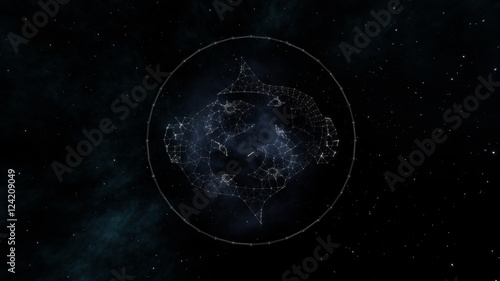 Pisces zodiac sign of the beautiful bright stars on the background of cosmic sky. .Stars and symbol outline on a dark sky background. Zodiac signs. Horoscope. Astrology sign. Part of a Zodiac series.