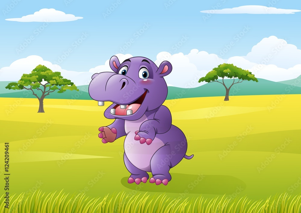 Cartoon funny hippo in the jungle
Cartoon funny hippo in the jungle