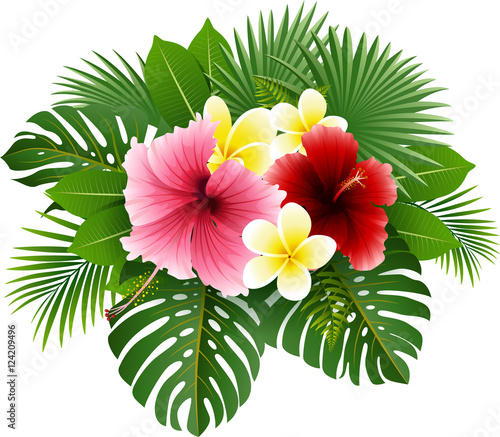 Beautiful flowers and leaves

