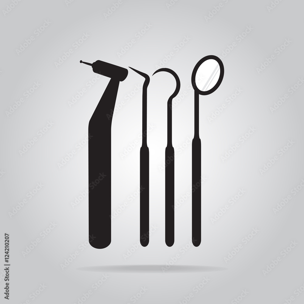 Dentist tools icon, dental care icon illustration