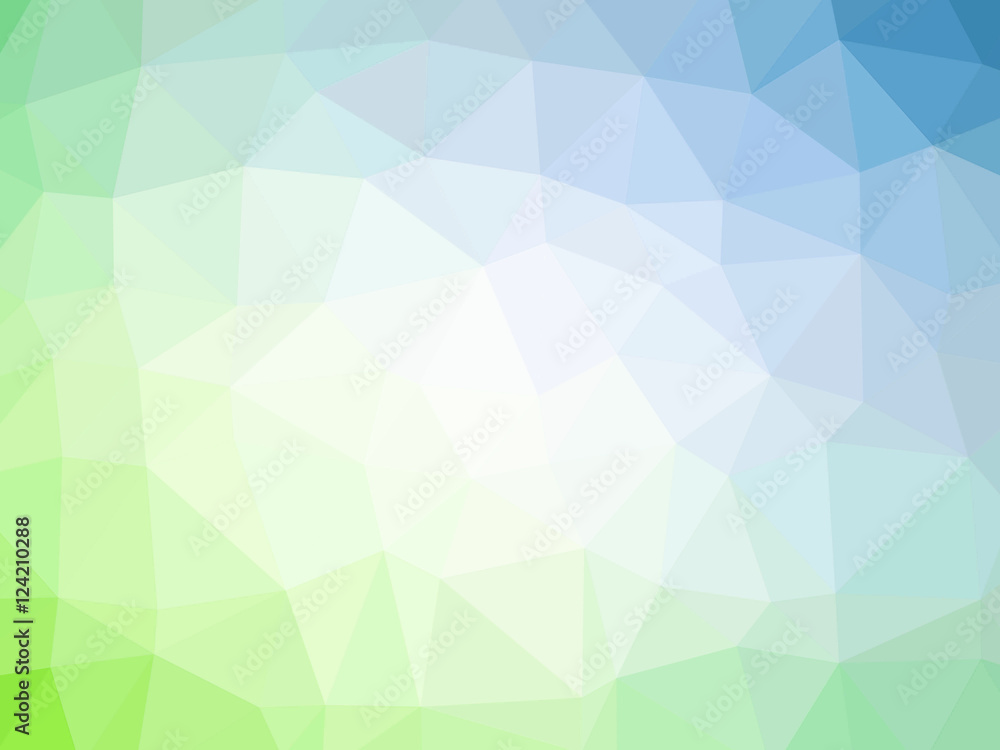 Abstract green blue white gradient low polygon shaped background