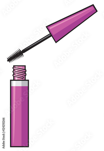 mascara tube and brush vector illustration
