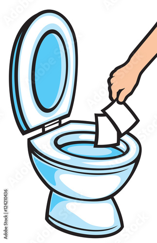hand throw paper towels in the toilet bowl