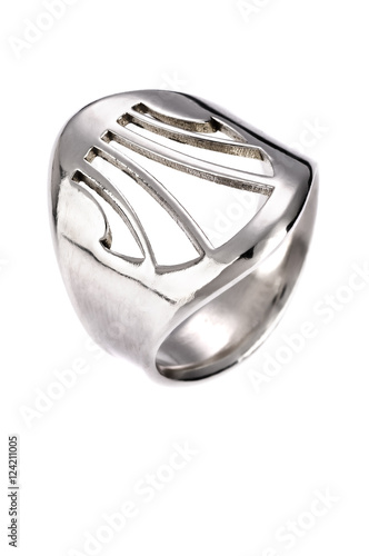 Silver ring on an isolated white background