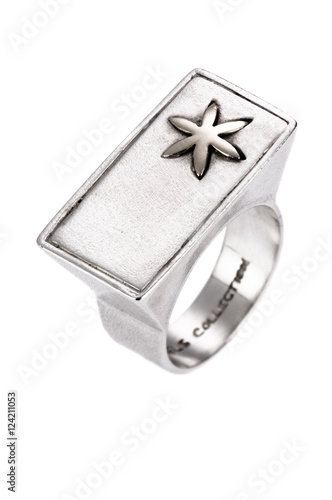 Silver ring on an isolated white background