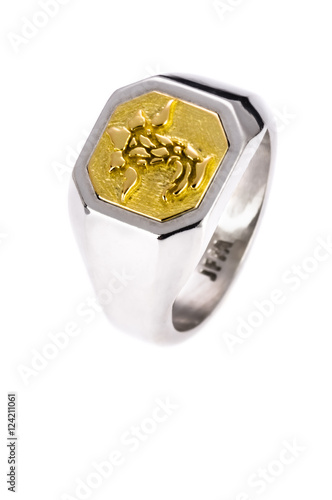 Silver ring on an isolated white background