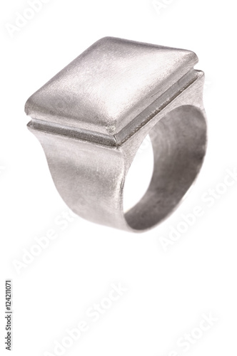 Silver ring on an isolated white background