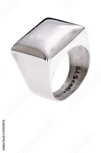 Silver ring on an isolated white background