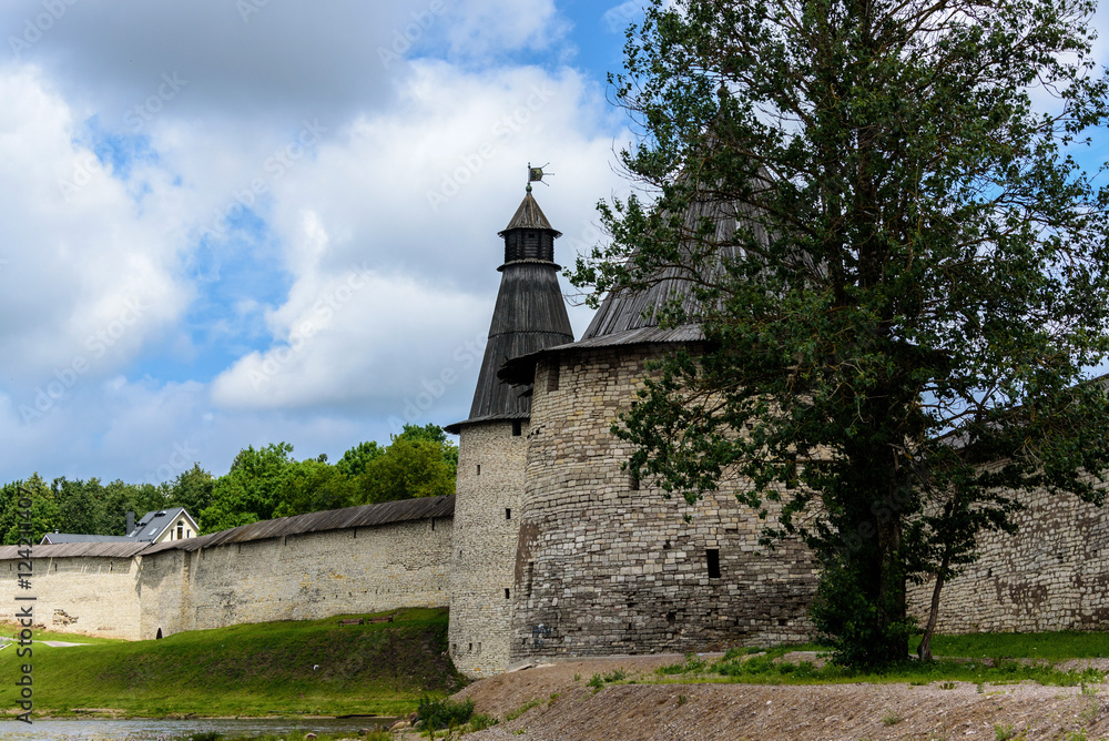 Walk along walls of the Pskov Kremlin Walk along walls of the Pskov Kremlin