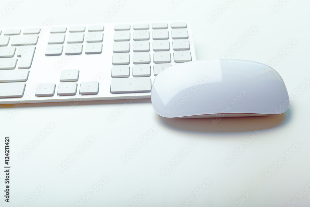 Close up image of computer office keyboard on a white background Close up image of computer office keyboard on a white background