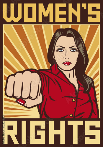 women`s rights poster - pop art woman punching