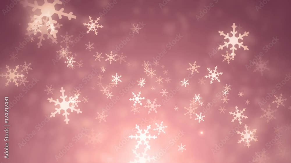 Moving gloss particles on pink background loop. Winter theme Christmas background with snowflakes. Moving gloss particles on pink background loop. Winter theme Christmas background with snowflakes.