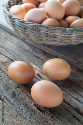 Egg on natural wood,Fresh eggs.