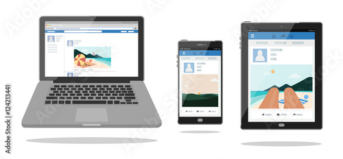 Notebook Laptop Smart Phone Tablet Flat Style