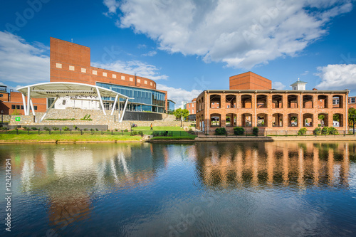 Buildings along the Reedy River, in downtown Greenville, South C photo