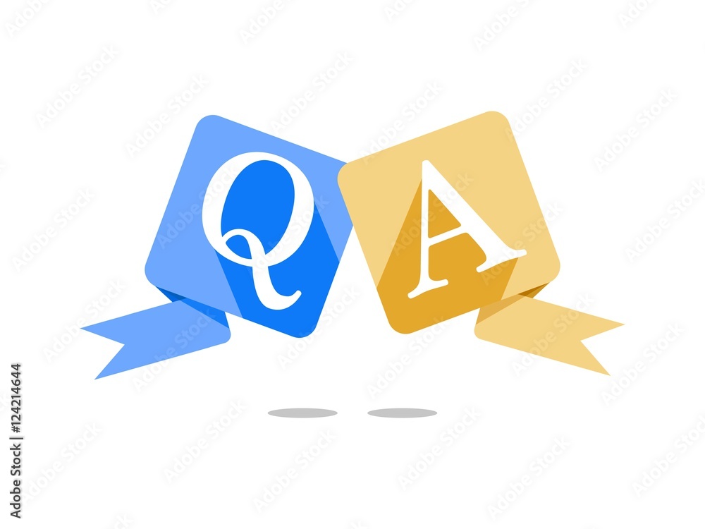 Question and Answer Origami Ribbon with Long Shadow