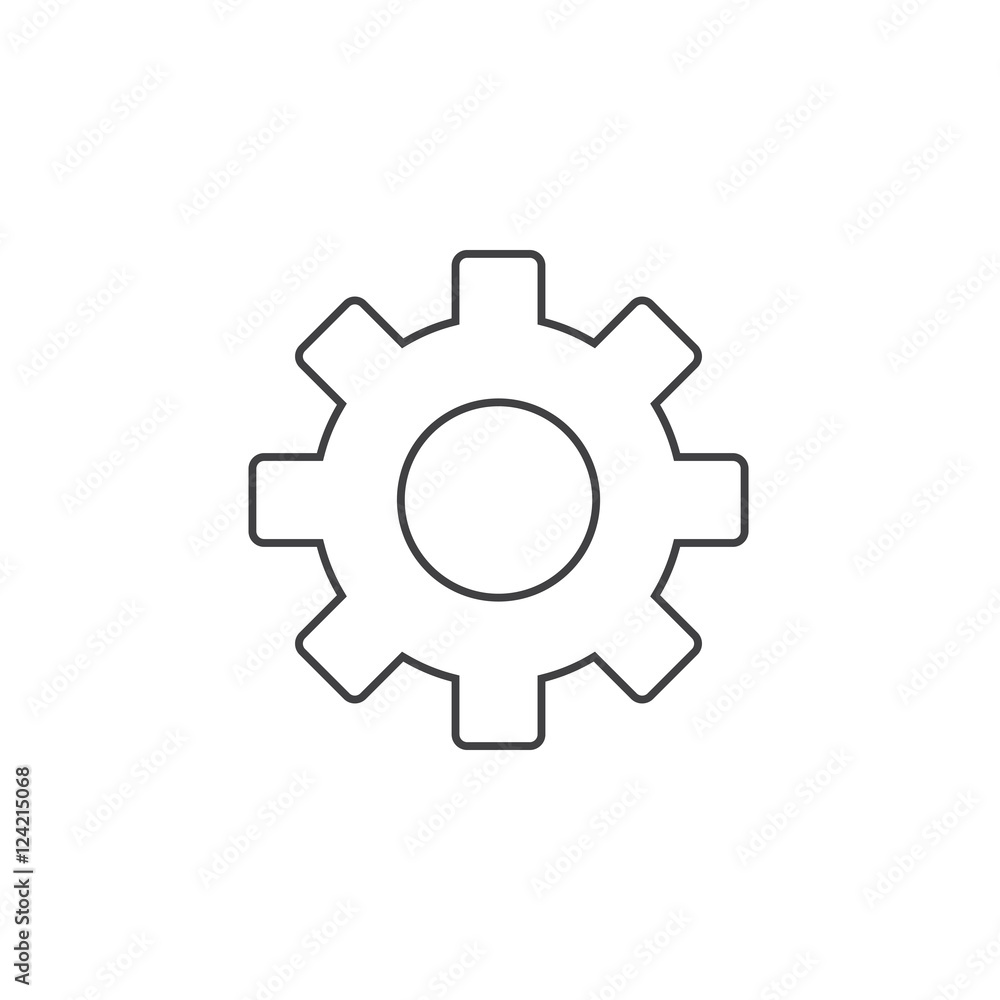 cog thin line icon, settings outline vector logo illustration, gear linear pictogram isolated on white