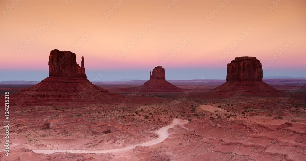 Scenic view of Monument Valley during sunset Scenic view of Monument Valley during sunset