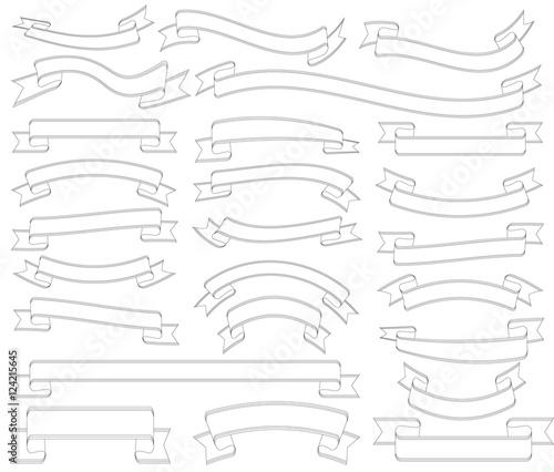 white ribbon banners set of the white background